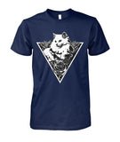 Triangle Cat Unisex Cotton Tee Short Sleeves ViralStyle Navy S 