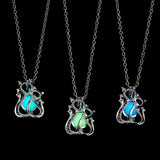Two Cats Hollow Luminous Pendant Necklace Cat Design Accessories Pet Clever 