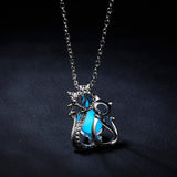 Two Cats Hollow Luminous Pendant Necklace Cat Design Accessories Pet Clever 