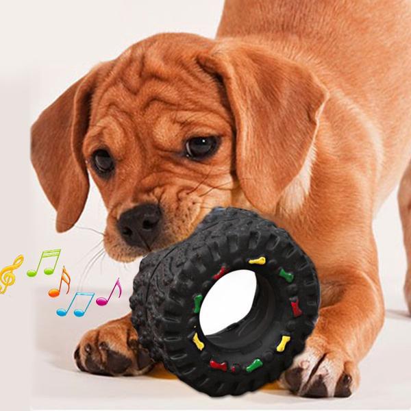 Tyre Shape Squeaky Dog Toy Toys Pet Clever 