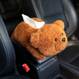 Universal Car Armrest Tissue Box Dog Design Accessories Pet Clever Brown doll bear 