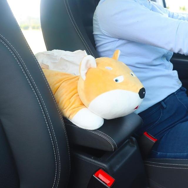 Universal Car Armrest Tissue Box Dog Design Accessories Pet Clever Akita 