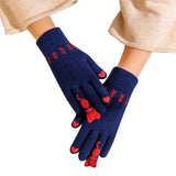 Vintage Christmas Knitted Gloves Cat Design Accessories Pet Clever Navy Blue 