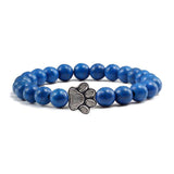 Volcanic Lava Stone with Paw Footprint Bracelet Dog Design Accessories Pet Clever dark blue beads 