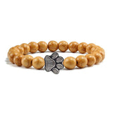 Volcanic Lava Stone with Paw Footprint Bracelet Dog Design Accessories Pet Clever brown beads 