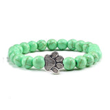 Volcanic Lava Stone with Paw Footprint Bracelet Dog Design Accessories Pet Clever light green beads 