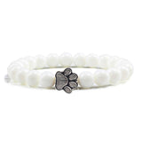 Volcanic Lava Stone with Paw Footprint Bracelet Dog Design Accessories Pet Clever white stone 