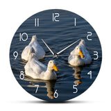 White Pekin Ducks Beautiful Scenery Wall Clock Funny Duck Water Bird Farm Other Pets Design Accessories Pet Clever 