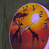 Wildlife Giraffe Wall Art Decorative Wall Clock African Sunset Savannah Safari Wall Decor Other Pets Design Accessories Pet Clever 