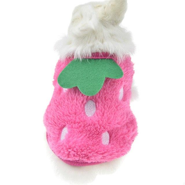 Winter Fleece Rabbit Clothes Rabbits Pet Clever pink strawberry 3XS 