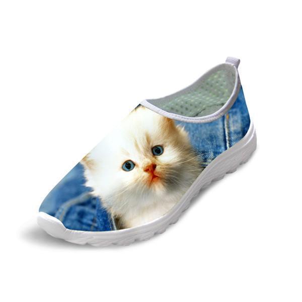 Women Casual Mesh 3D Bothered Cat Shoes Design Cat Design Footwear Pet Clever US 5 - EU35 -UK3 