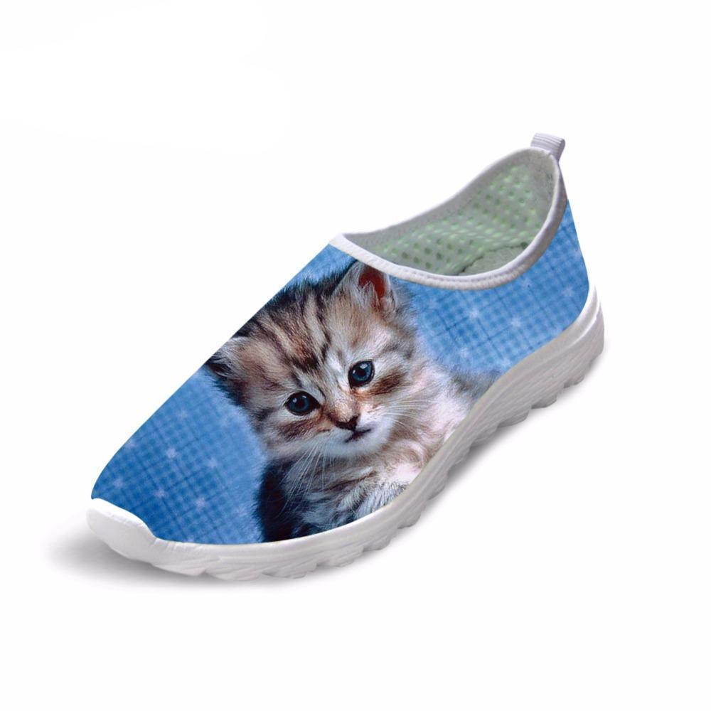 Women Casual Mesh 3D Tiny Cat Shoes Design Cat Design Footwear Pet Clever US 5 - EU35 -UK3 