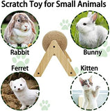 Wooden Bunny Scratch Toy with Ball for Indoor Rabbits Hamster Pet Clever 