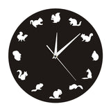 Woodland Animals Critters Forest Squirrel Wall Clock Decorative Adorable Wall Clock Other Pets Design Accessories Pet Clever No Frame 