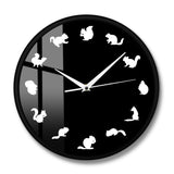 Woodland Animals Critters Forest Squirrel Wall Clock Decorative Adorable Wall Clock Other Pets Design Accessories Pet Clever 