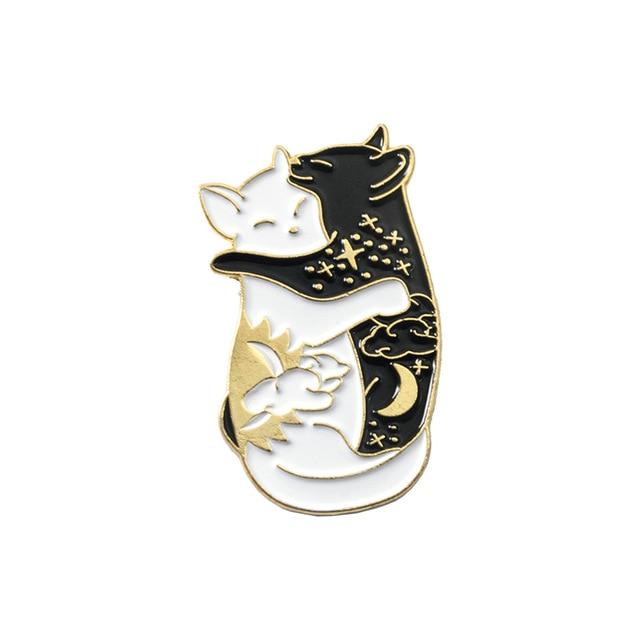 Yin-Yang Cat Pin Cat Design Accessories Pet Clever gold 