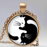Yin Yang Cats Necklace Pendant ﻿ Cats Jewelry Pet Clever Antique Copper 