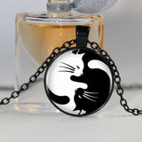 Yin Yang Cats Necklace Pendant ﻿ Cats Jewelry Pet Clever Black 