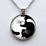 Yin Yang Cats Necklace Pendant ﻿ Cats Jewelry Pet Clever Antique Silver 
