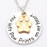 You Left Paw Prints on My Heart Necklace Cat Design Accessories Pet Clever Silver and Gold 